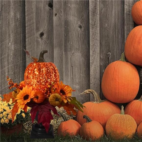 15 Inch Lighted Pumpkin Fall Table Decoration Indoor Outdoor Table - Picture 6 of 7